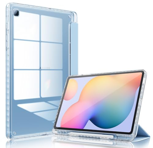 DAORANGE Case for Samsung Galaxy Tab S6 Lite 10.4 Inch 2024/2022/ 2020 with S-Pen Holder, Ultra Slim Galaxy Tab S6 Lite 10.4 Case with Highly Transparent Back Cover, Auto Sleep/Wake (Light Blue)