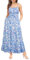 GRACE KARIN Robe de Soirée à Motif Floral pour Femmes Sexy à Bretelles Spaghetti Trapèze sans Manches Décontractée XL Fleurs Bleues sur Blanc