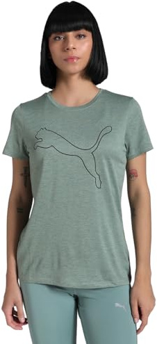 Puma Unisex W TAD Essential Heather Logo Tee T-Shirts, Green Moon Heather,