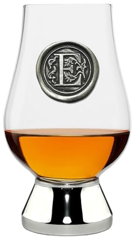 English Pewter Company Glencairn Personalised Whisky Glass with Monogram Initial - Unique Gifts for Men - with Your Choice of Initial 200ml [WGP205] (E)