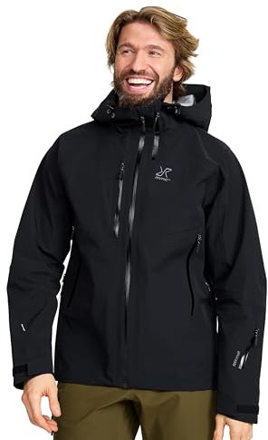 RevolutionRace Cyclone 3L Shell Jacket für Herren, Wasserdichte Jacke mit Recco-Reflektoren zum Wandern, Black, S