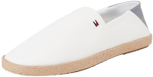 Tommy Hilfiger Espadrilles Homme Core Textile avec Logo, Blanc (Ecru), 41