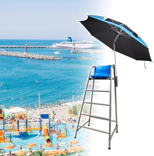 Rettungsschwimmer Stuhl Abnehmbare Rettungsschwimmerstühle für Den Pool, Beobachtungssitz für Schiedsrichter im Freien aus Edelstahl mit Sonnenschirm, Rettungsschwimmerstuhl für Strand und Wasserpark(