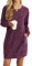 PrinStory Strickkleid Damen Winter Sweatshirtkleid Freizeitkleider Lässig Rundhalsausschnitt Weich Urlaub Hautfreundlich Pulloverkleid Mit Seitentaschen (Rosenrot, M)