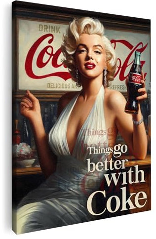 Artmazing | Marilyn Cola Bild bunt | S-Art Bilder | Marilyn Cola Bilder Modern | Leinwandbilder XXL Wohnzimmer | Wandbild Marilyn Cola Deko XXL | Bild Leinwand XXL | buntes Poster für Wand