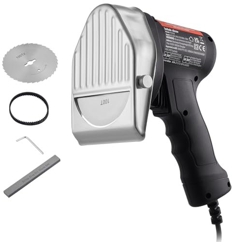 VEVOR Elektrisches Schawarma-Messer, 80 W, Türkisches Kebab-Messer, Kommerzieller Gyro-Schneider aus Edelstahl, Döner-Kebab-Fleischschneider mit 2 Klingen, 100 mm Klingendurchmesser
