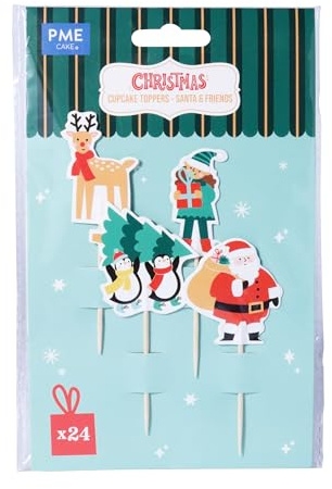 PME Christmas Cupcake Toppers - Santa & Friends (Pack of 24)