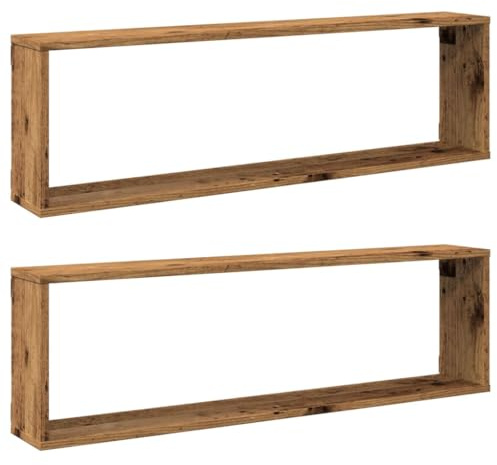 HEFZGDB Würfel-Wandregale 2 STK. Altholz-Optik 100x15x30 Holzwerkstoff Wandregal Klein Kleines Wandregal Regalboden Wandablage für Wohnbereich Schlafzimmer Küche Badezimmer