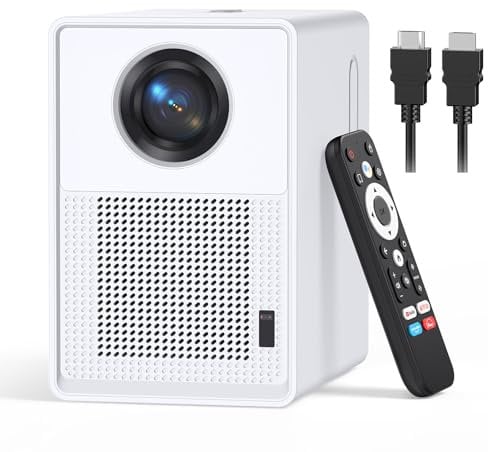 QIAOLET 2025 Proyector 4K【Netflix Officiel & Google TV & Dolby Audio】 Google Voice Assistant 1200 ANSI 1080P Nativo, Corrección 6D & Auto Focus, WiFi 6 Bluetooth Proyector para Movil/PS5/USB