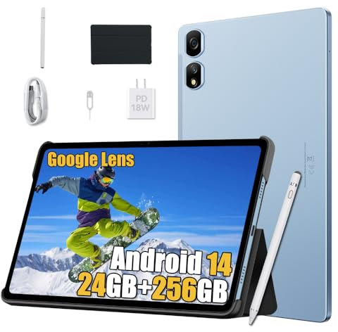 Blackview Tab16 Pro 2025 Juegos Tableta11 Pulgadas, 24GB+256GB/2TB Tablet Android 14, 4G LTE 5G WiFi, 2K FHD+ Gaming Tablet, 7700mAh, 13MP, Modo PC, Bolígrafo Inteligente + Funda, 2 Años Garantía,Azul