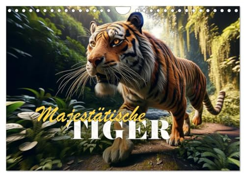 Majestätische Tiger (Wandkalender 2026 DIN A4 quer), CALVENDO Monatskalender: Jeden Monat KI-generierte Tiger (CALVENDO Tiere)