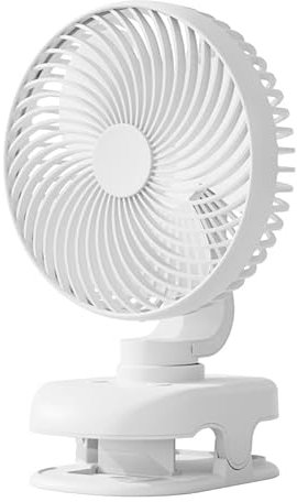 Ventilatore USB Ricaricabile a Clip, Ventilatore da Scrivania Portatile 4 Velocità con Batteria, Funzionamento Silenzioso - 3 Pale, Testa Regolabile, 36dB - Oro Rosa, Bianco, Titanio