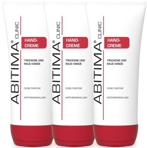 ABITIMA CLINIC Handcreme 3x 100 ml - bei trockenen und rauen Händen, feuchtigkeitsspendend, zieht schnell ein ohne fettiges Hautgefühl, mit Vitamin E, Avocadoöl & Lanolin