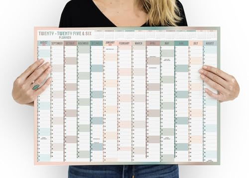 Wandplaner 2025 2026, A2, akademischer Kalender, Jahresplaner, Jahresplaner, August bis August, komplettes akademisches Jahr, Planung, Organizer, Schule, Büro, Arbeit, Poster, 42 x 59,4 cm (gefaltet