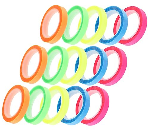 PLAFOPE 15 Rollen Farbiges Wasserfestes Pet Textmarker Klebeband für Schule und Büro Exquisit Gefertigt zum Hervorheben Wichtiger Satz und Auffälligen Notizen