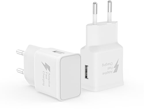 15W(2 Packs) Chargeur Rapide Prise USB compatibles avec Les Samsung A16 A17 A15 A56 5G A55 A54 A52 A35 A34 S20 S10 S9 et Autres Smartphones appareils pour Une Charge Rapide
