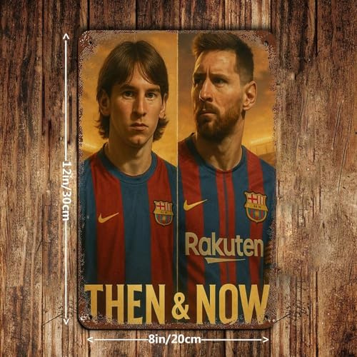 Barcelona Messi Poster, Retro-Poster, Metall-Blechschild, schicke Kunst, Retro, Eisenmalerei, Bar, Menschen, Höhle, Café, Familie, Garage, Poster, Wanddekoration, 20 x 30 cm