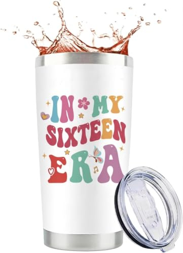 GiftGem 16th Birthday Gifts Girls - 16th Birthday Gift Cup for Girls, Travel Cup,Personalized and Creative Travel Mug, 16th Birthday Gifts for Daughter Grandaaughter Best Friend Sister Girlfriend