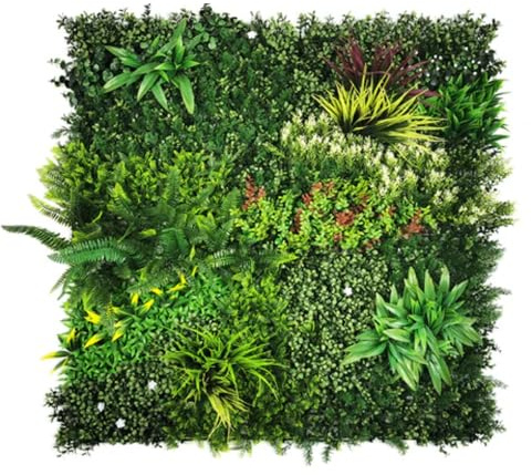 Floordirekt Mur de plantes Meadow 100 x 100 cm - Mur artificiel avec système à clic - Mur vert naturel et sans entretien - Pour l'intérieur et l'extérieur