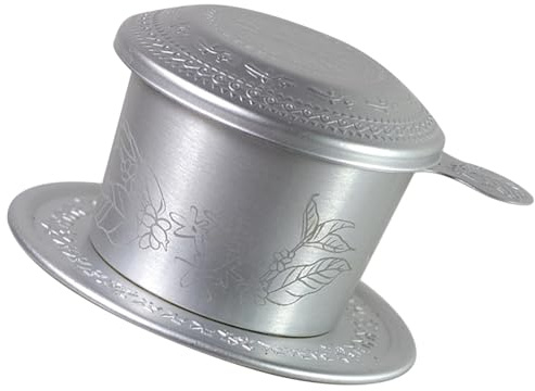 Vietnamese Coffee Filter Phin Coffee Drip Filter Aluminum | Vintage Silver Pattern Design, Portable for Camping and Daily Use, Easy to Clean and Use