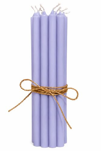 12er Pack dünne Stabkerzen H:20 cm Ø:1,3 cm div. Farben Brenndauer 2,5 Stunden;Creme (Purple Ash)