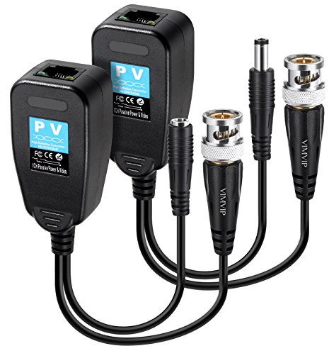 VIMVIP HD-CVI/TVI/AHD passiver Video-Balun mit Stromanschluss und RJ45 CAT5 Datensender 1 Paar