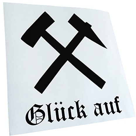 Kiwistar - Autoaufkleber - Schwarz - 12x10cm Glück auf! - Bergbau - Kumpel - Heckscheibe Auto Aufkleber wetterfest für Kfz LKW Mofa Truck - Sticker außen selbstklebend Tuning Zubehör für Fenster
