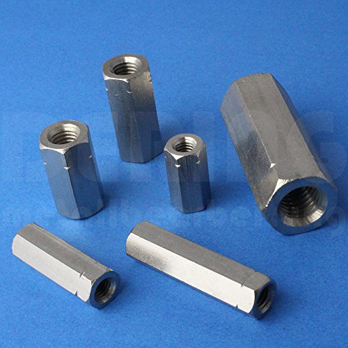 Gewindemuffen M10 X 30 Sechskant Edelstahl A2 (VPE = 10 Stück) | Sechskant-Muffen M10x30 | Langmuttern | Abstandshalter | Schildhalter | Verbindungsmuttern | Distanzmuttern | Verbindungsmuffen