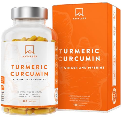 Curcumine Curcuma Gingembre Poivre Noir - Extrait de Curcuma, Piperine, Gingembre Gelule avec 95% de Curcumin et Pipérine - Turmeric Curcumin Vegan et sans OGM - 180 gélules