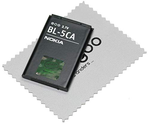 Akku für Nokia BL-5CA Original für Nokia 1110, 1111, 1112, 1200, 1208, 1209, 1680C LiIon mit mungoo Displayputztuch