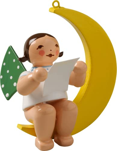 Wendt and Kuhn Engel klein mit Notenblatt im Mond 4,4 cm H