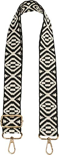 styleBREAKER Taschen Schulterriemen mit Azteken Muster, Wechsel Taschengurt mit Karabinerhaken, verstellbar, Handyband, Handykette 02013015, Farbe:Schwarz-Weiß