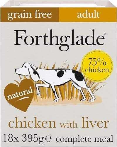 Forthglade Wet Dog Food (18 x 395g Trays) - Grain Free & Hypoallergenic Dog Food, Adult 1 Year+, Chicken with Liver, with Vegetables, Complete Stomach Sensitive Meals with Natural Ingredients