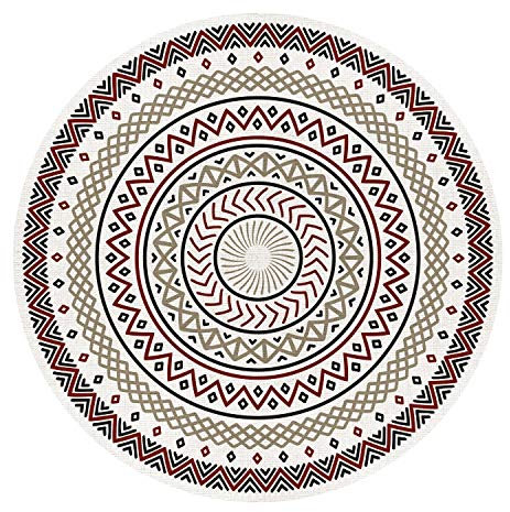 STORESDECO Alfombra de Vinilo Acolchada Mosaico, Alfombra Redonda Vinílica para Cocina, Habitación, Pasillo, Salón, Dormitorio, Alfombra Antideslizante y Lavable, Color Marrón, 80cm Diámetro x 3,5mm