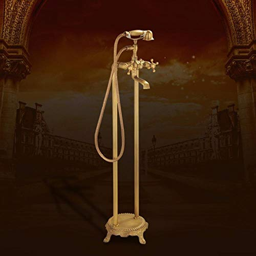 Duscharmaturen Luxus Boden Stand Badewanne Wasserhahn Freistehende Badarmaturen Antike Telefon Dusche Set Output Crane
