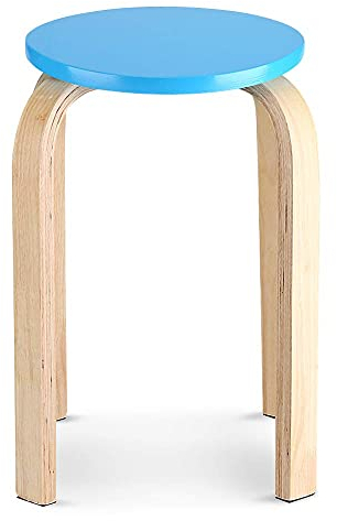 Rund Holzhocker, Bunt Stapelhocker Barstuhl Holz Schemel Bürohocker Anti-Rutsch Sitzhocker Partyhocker Küchenhocker Esszimmerhocker Rundhocker für Home Office Restaurant (Blau)