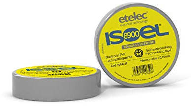 Cinta adhesiva aislante de PVC, protección de uso general Conexiones eléctricas Cables de bajo voltaje, 19 mm x 25 m, 0,15 mm de espesor, gris