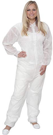 Herrmann 10 x Einweg Overall Premium Weiß Gr. L | Overall mit Kragen | Maleroverall Schutzanzug für leichte Malerarbeiten, Lackierarbeiten, Reinigungsarbeiten | Maleranzug Schutzkleidung