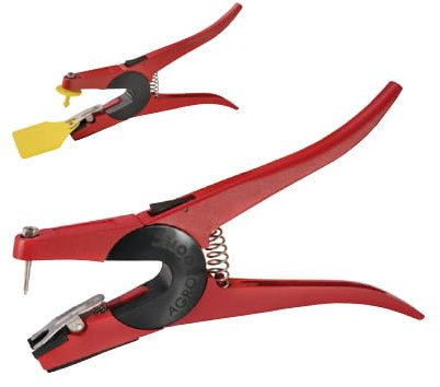 Pinza Universali per Applicazione Marche Auricolari Rossa Modello 'IABTAG', Acciaio Inossidabile, per Suini, Bovini, Bufalini, Ovi-caprini