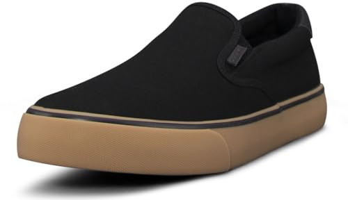 Lugz | Clipper Casual Sneakers for Men | Slip On Shoes for Men | Everyday Men Footwear, Black/Gum/Black, 9.5