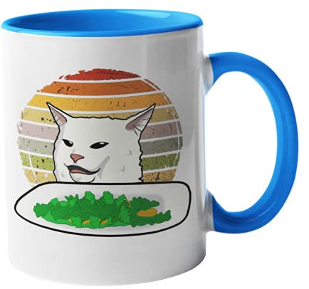 Plumfoolery Smudge Cat Mug Internet Meme, Social Media Cup Gift Him Her (Blue)