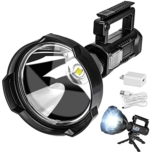 Superhelle große wiederaufladbare LED-Taschenlampe mit 4 Modi, leistungsstark, tragbar, wasserdicht, Suchscheinwerfer für Camping, Jagd, Outdoor (P50 mittlere Größe)