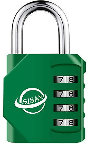 SISAV 4 Digit Combination Lock,Gym Padlock,Outdoor Combination Padlock,Suitable for School Lockers,Tool Boxes,Fences,Gate(Green 1Pack)