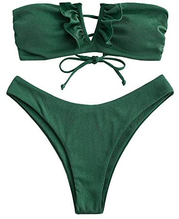 ZAFUL Set Bikini A Fascia Imbottito Stampa Floreale con Nodo Frontale Donna