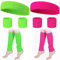 Neon 80er Schweißband Set 6-Teiliges Jahre Schweißband Stirn Schweißband Handgelenk und 4 Stück Beinstulpen Beinärmel Farbe Neon Haargummis Retro Party Accessoires Für Damen und Herren in 2 Farben