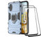 COMAKU Funda de Armor para el Xiaomi Poco M5 4G, Carcasa TPU+PC Antigolpes con Anillo Soporte [con 2 Pack Protector de Vidrio Templado para Pantalla ] - Azul