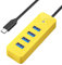 GiGimundo USB C Hub，4 Port USB 3.0 Hub Adapter für Laptop, Schnelle Datenübertragung USB Verteiler 3.0(15cm Kabel) Kompatibel mit MacBook, PS4, Surface Pro, Flash Drive, Mobile HDD, Gelb (PG4U-C3)