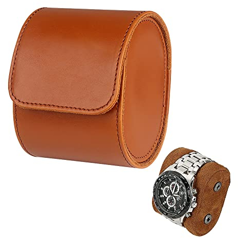 Uhrenbox 1 Uhr, PU Leder Uhrenrolle, Uhrenkasten, Braun Uhr Display Case, Uhrenbox für Weihnachten Jubiläum Geburtstag Herren Damen
