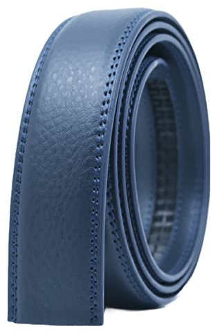 COTIDI Cintura da uomo in pelle automatica a cricchetto senza fori 35 mm di larghezza senza fibbia, Marine C20, 120 cm