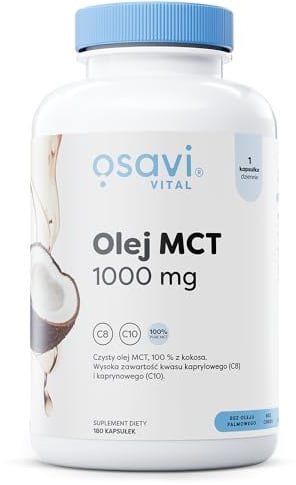 Osavi MCT-Öl 1000mg - 180 Weichkapseln | Hohe Konzentration an Caprilsäure (C8) und Caprylsäure (C10) | 100% Kokosöl, Palmöl | BioPET Bio Verpackung